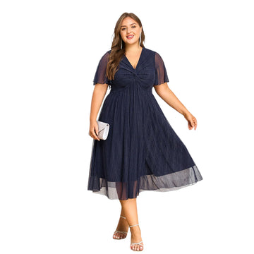 Women's A-Line Fashion Designer 3-6XL Chiffon Midi Dresses (Plus Size)-Women's Fashion Designer Plus Size Dresses-Women's fashion designer plus size clothes